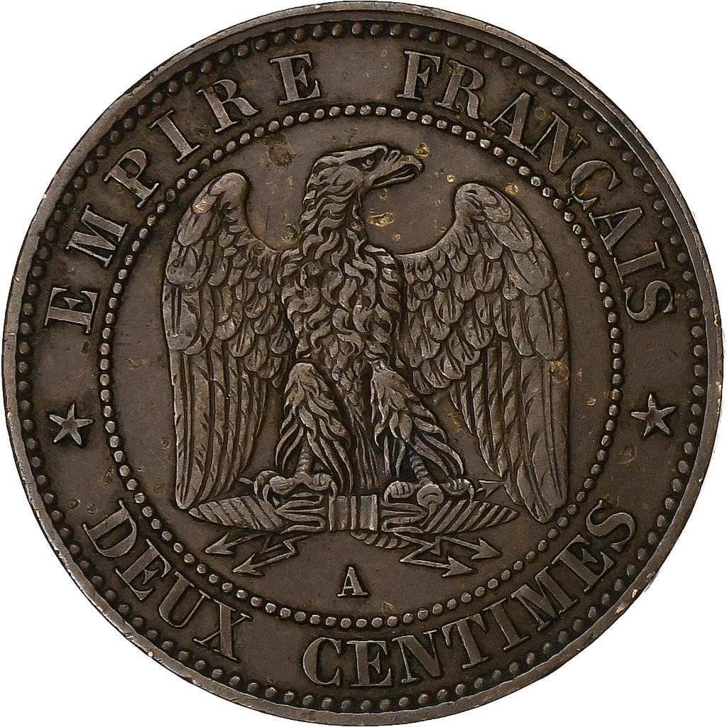 France, Napoleon III, 2 Centimes, 1861, Paris, Bronze, EF(40-45), Gadoury:104