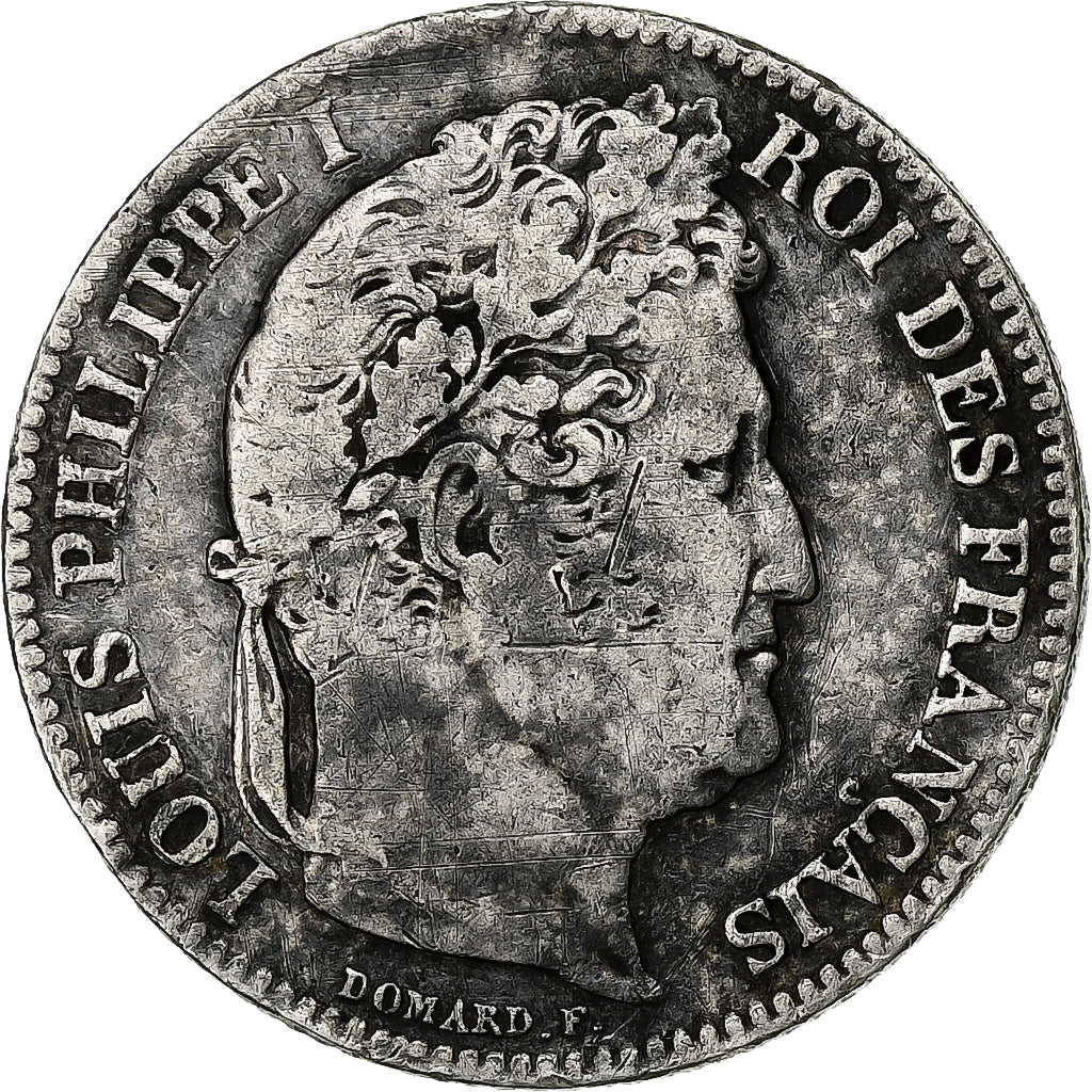 Francia, Louis-Philippe I, Franc, 1845, Rouen, Plata, BC+, Gadoury:453, KM:748.2