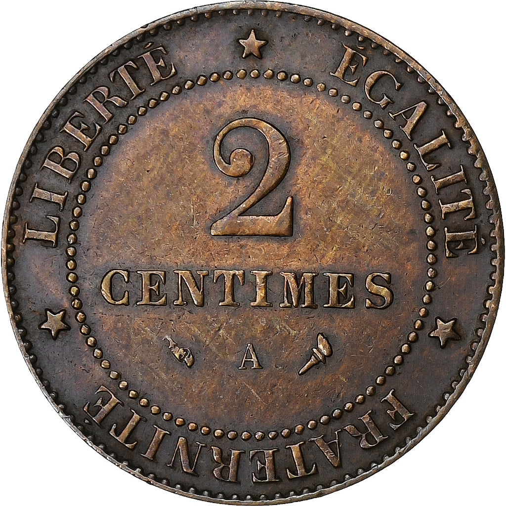 Francja, 2 Centimes, Cérès, 1896, Paris, Brązowy, AU(50-53), Gadoury:105