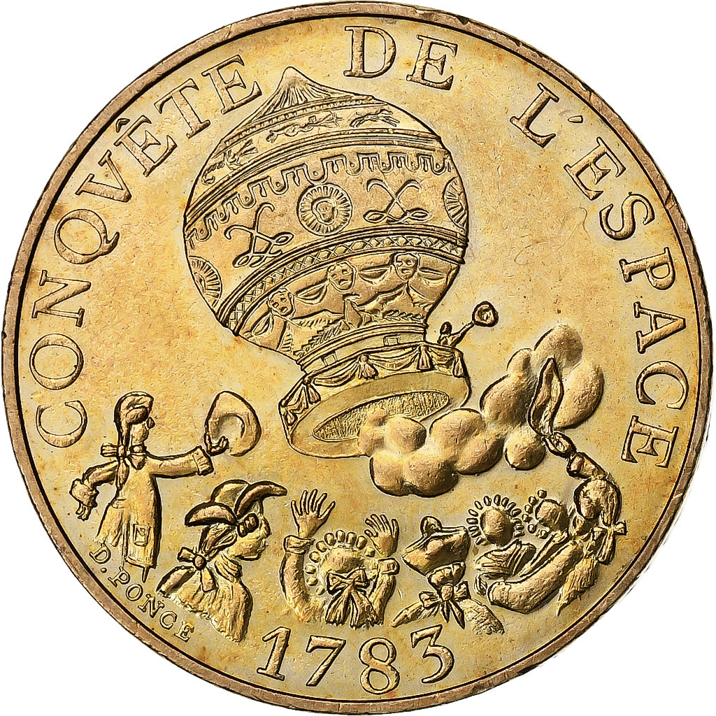 France, 10 Francs, La conquête, 1983, Paris, Tranche A, Nickel-Bronze