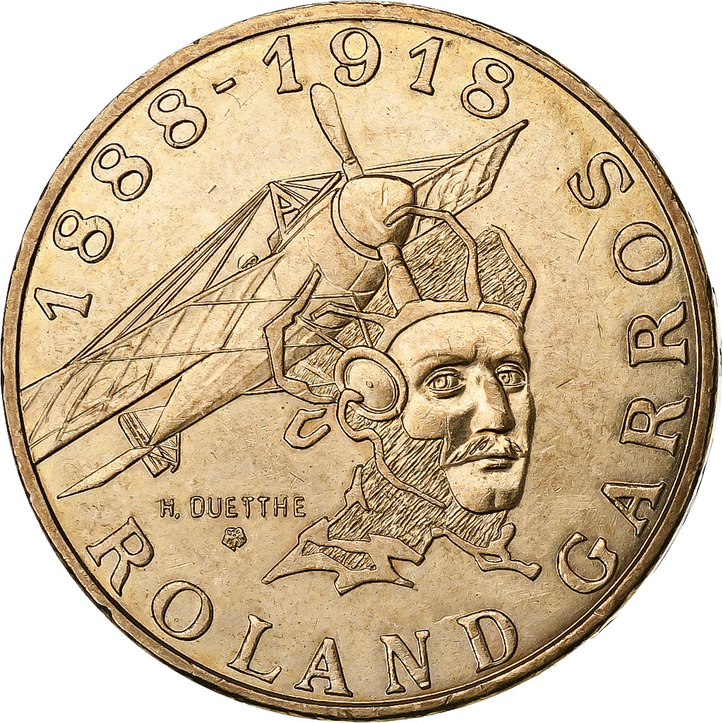 Frankreich, 10 Francs, Roland Garros, 1988, Paris, Tranche B, Aluminum-Bronze