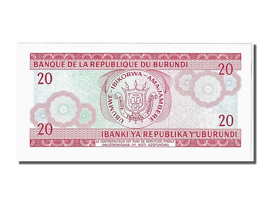 Banknote, Burundi, 20 Francs, 1979, 1979-06-01, UNC(65-70)