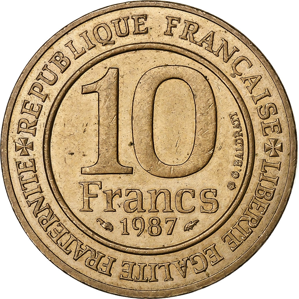 Frankrijk, 10 Francs, Hugues Capet, 1987, Paris, Nickel-Bronze, PR, Gadoury:820