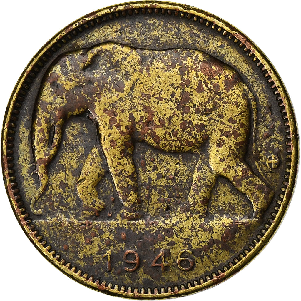 Belgian Congo, Régence Prince Charles, Franc, 1946, Brass, EF(40-45), KM:26