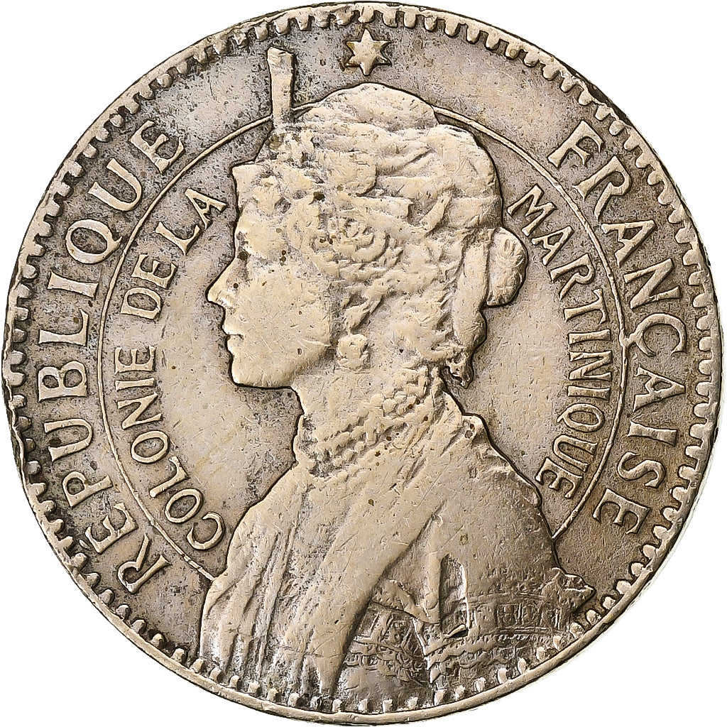 Martinique, Franc, 1897, Copper-nickel, EF(40-45), Lecompte:12, KM:41