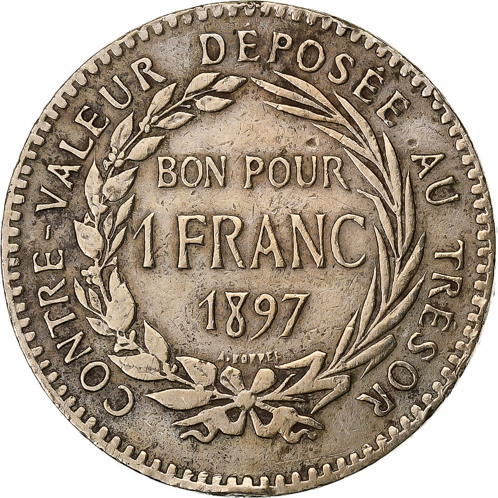 Martinique, Franc, 1897, Copper-nickel, EF(40-45), Lecompte:12, KM:41