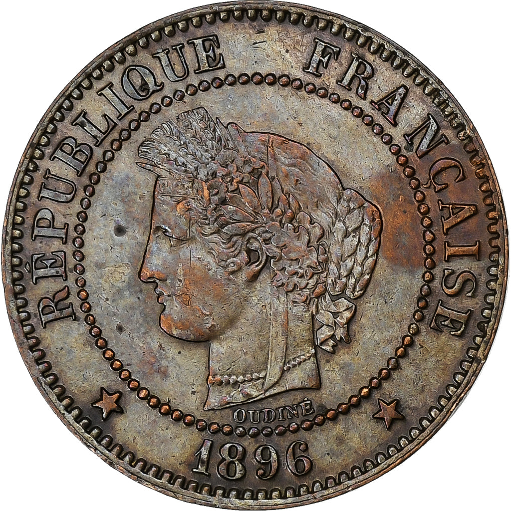 Frankreich, 2 Centimes, Cérès, 1896, Paris, Bronze, VZ, Gadoury:105, KM:827.1