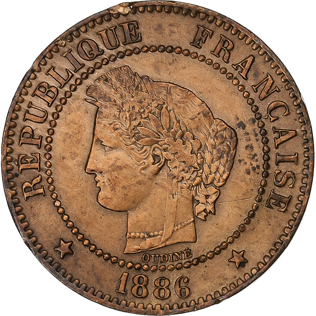 Frankreich, 2 Centimes, Cérès, 1886, Paris, Bronze, SS+, Gadoury:105, KM:827.1