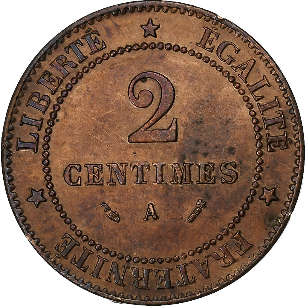 Frankreich, 2 Centimes, Cérès, 1886, Paris, Bronze, SS+, Gadoury:105, KM:827.1