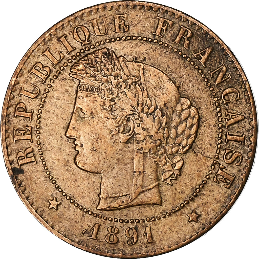 Frankrijk, Centime, Cérès, 1891, Paris, Bronzen, ZF, Gadoury:88, KM:826.1