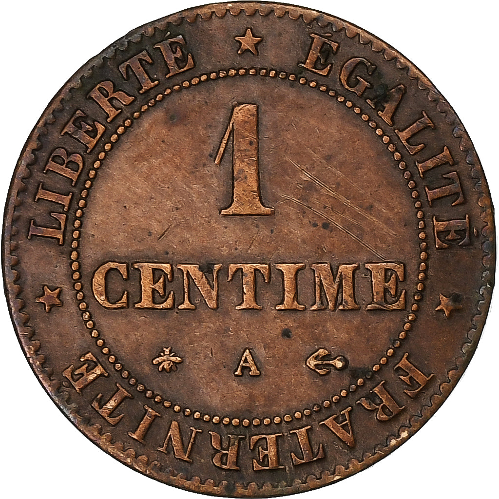 Francja, Centime, Cérès, 1874, Paris, Brązowy, EF(40-45), Gadoury:88