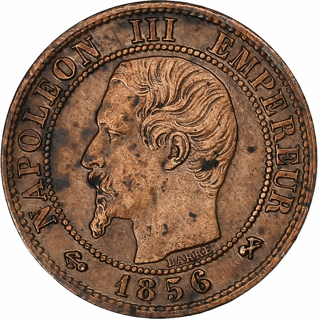 Francja, Napoleon III, Centime, 1856, Rouen, Brązowy, EF(40-45), Gadoury:86