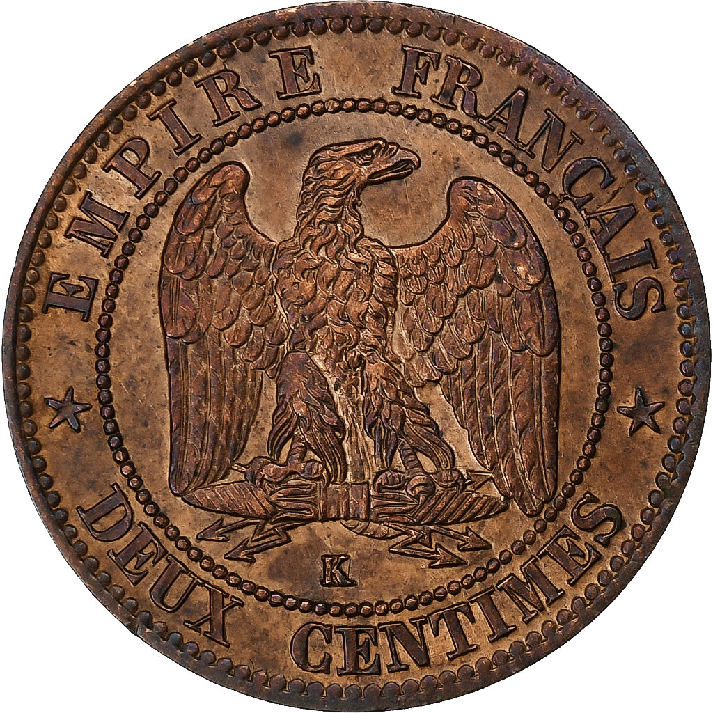 Frankreich, Napoleon III, 2 Centimes, 1862, Bordeaux, Bronze, VZ, Gadoury:104