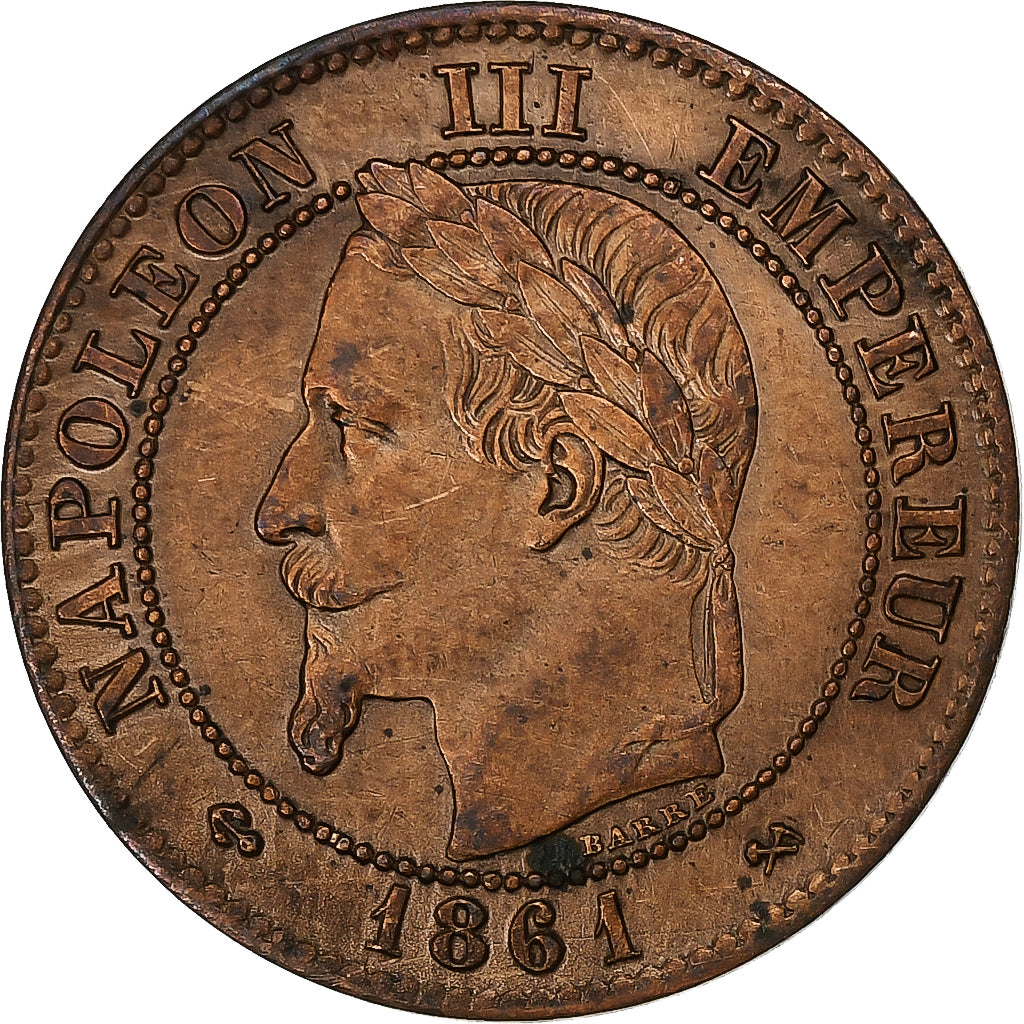 Frankreich, Napoleon III, 2 Centimes, 1861, Bordeaux, Bronze, SS+, Gadoury:104