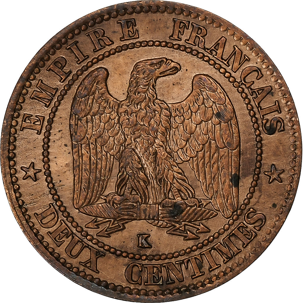 Frankreich, Napoleon III, 2 Centimes, 1861, Bordeaux, Bronze, SS+, Gadoury:104