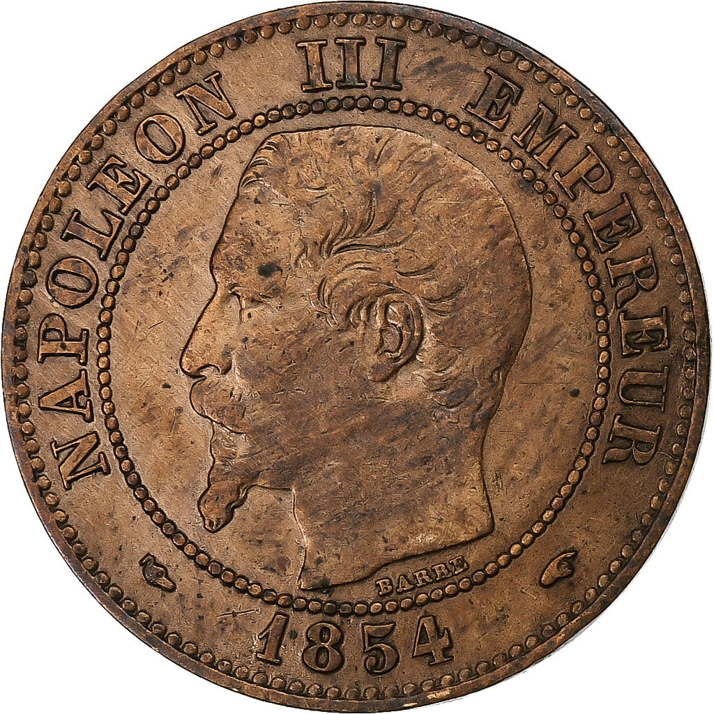 Frankreich, Napoleon III, 2 Centimes, 1854, Paris, Bronze, S+, Gadoury:103