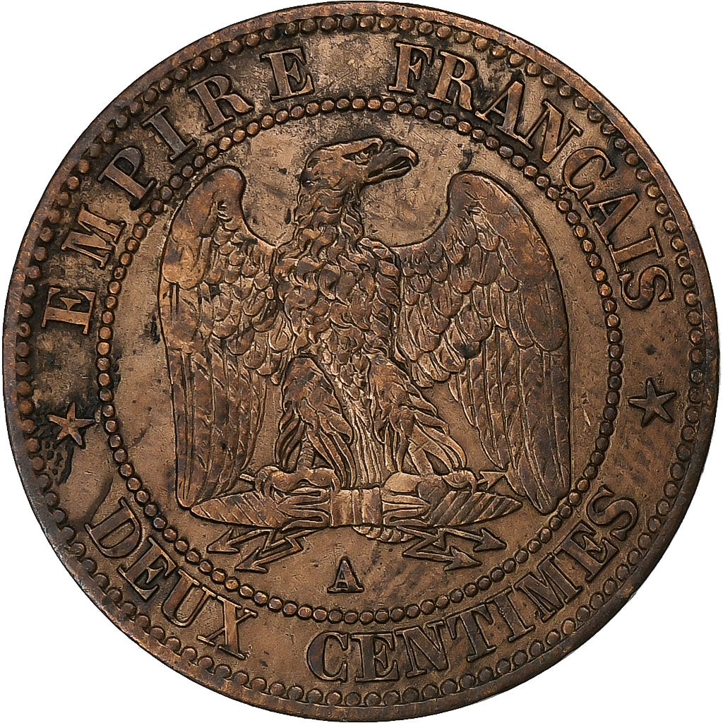 Frankreich, Napoleon III, 2 Centimes, 1854, Paris, Bronze, S+, Gadoury:103