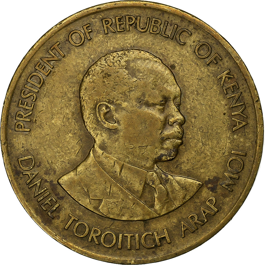 Kenya, 10 Cents, 1989, British Royal Mint, Nickel-brass, EF(40-45), KM:18