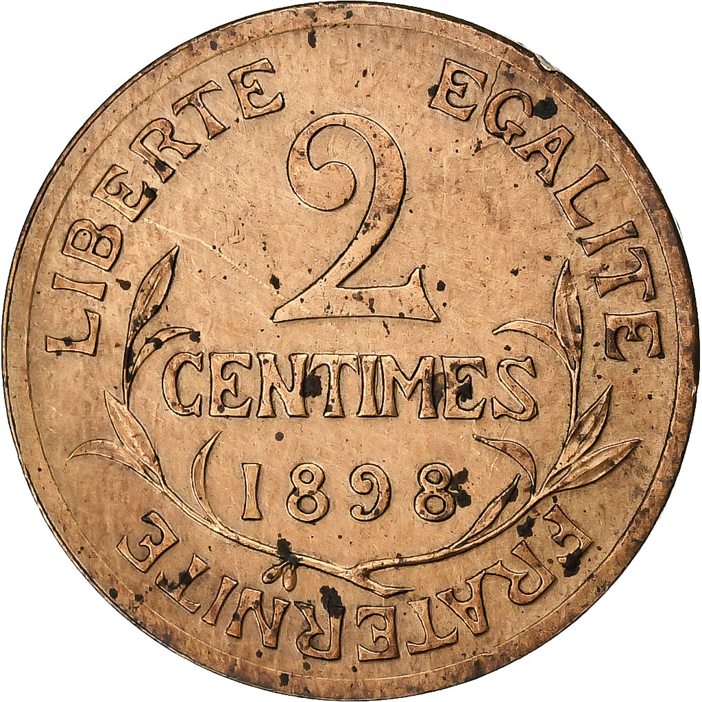 France, 2 Centimes, Dupuis, 1898, Paris, Bronze, EF(40-45), Gadoury:107, KM:841