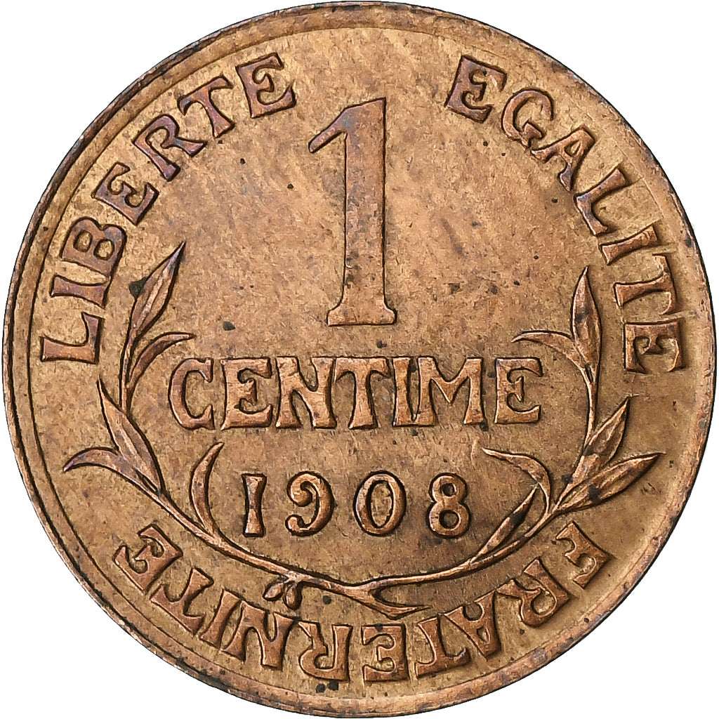 Francja, Centime, Dupuis, 1908, Paris, Brązowy, EF(40-45), Gadoury:90, KM:840