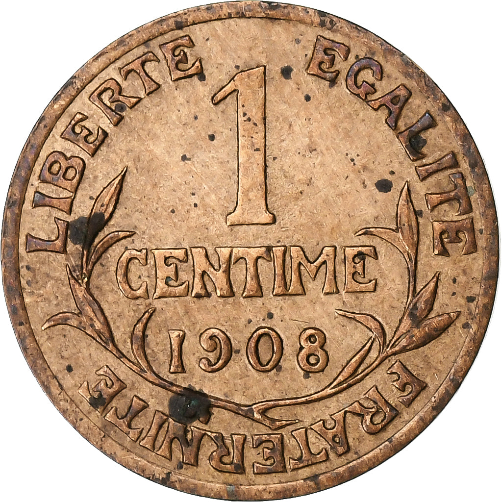 France, Centime, Dupuis, 1908, Paris, Bronze, VF(30-35), Gadoury:90, KM:840