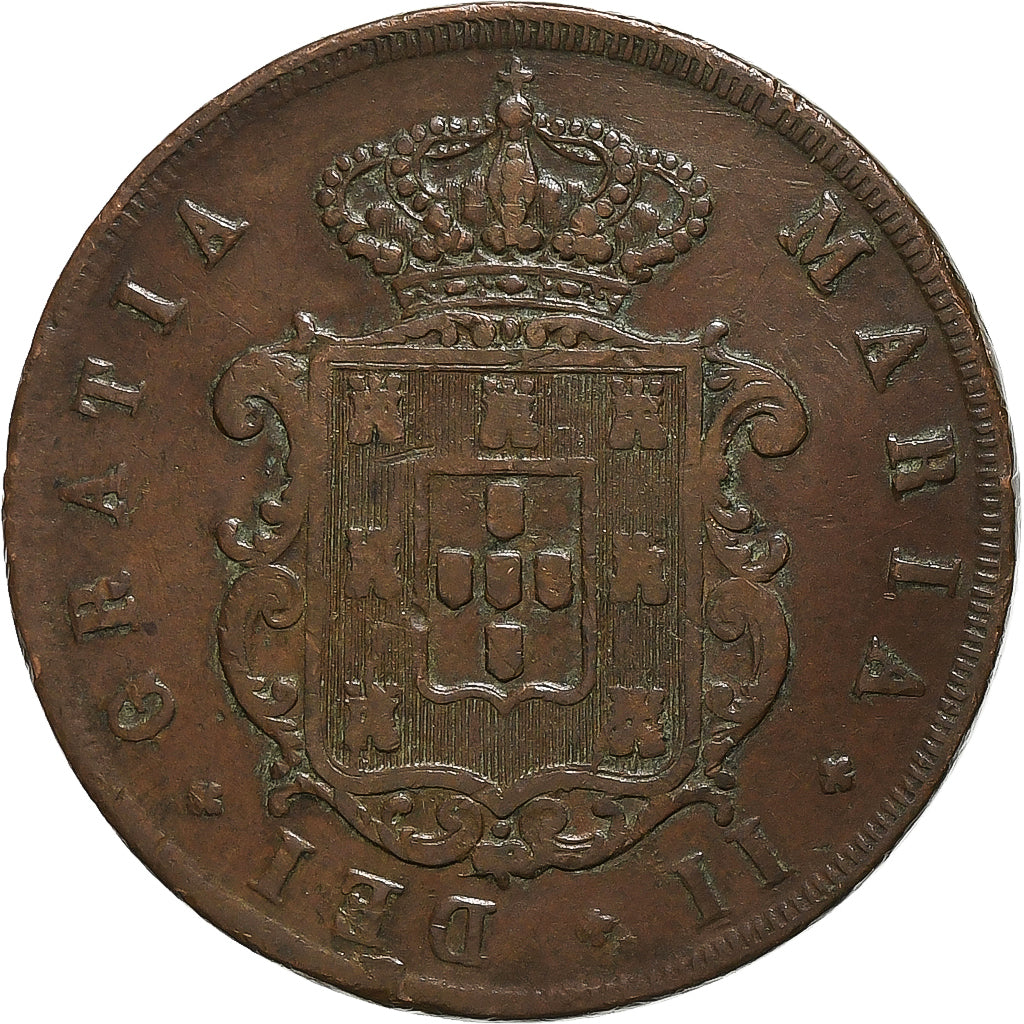Portugal, Maria II, 20 Reis, 1848, Cobre, MBC+, KM:482