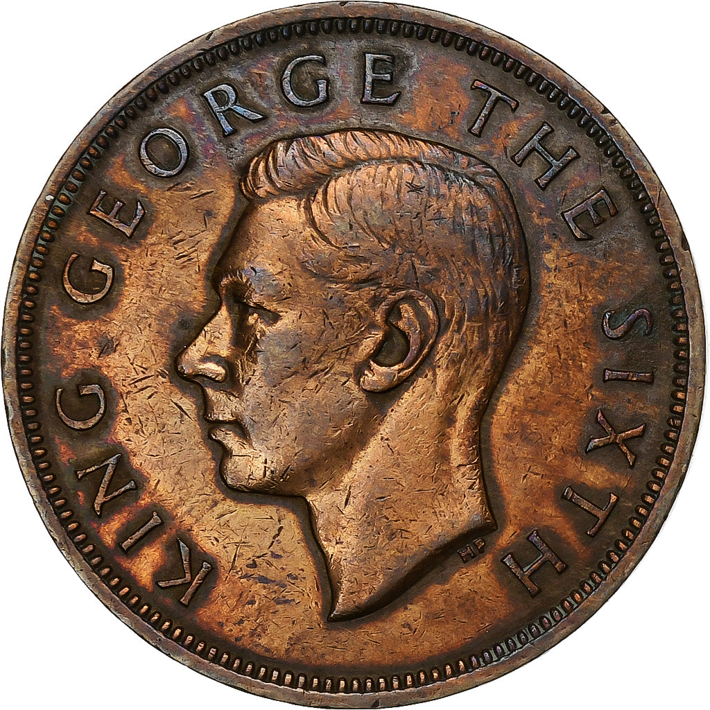 New Zealand, George VI, Penny, 1952, Bronze, AU(50-53), KM:21
