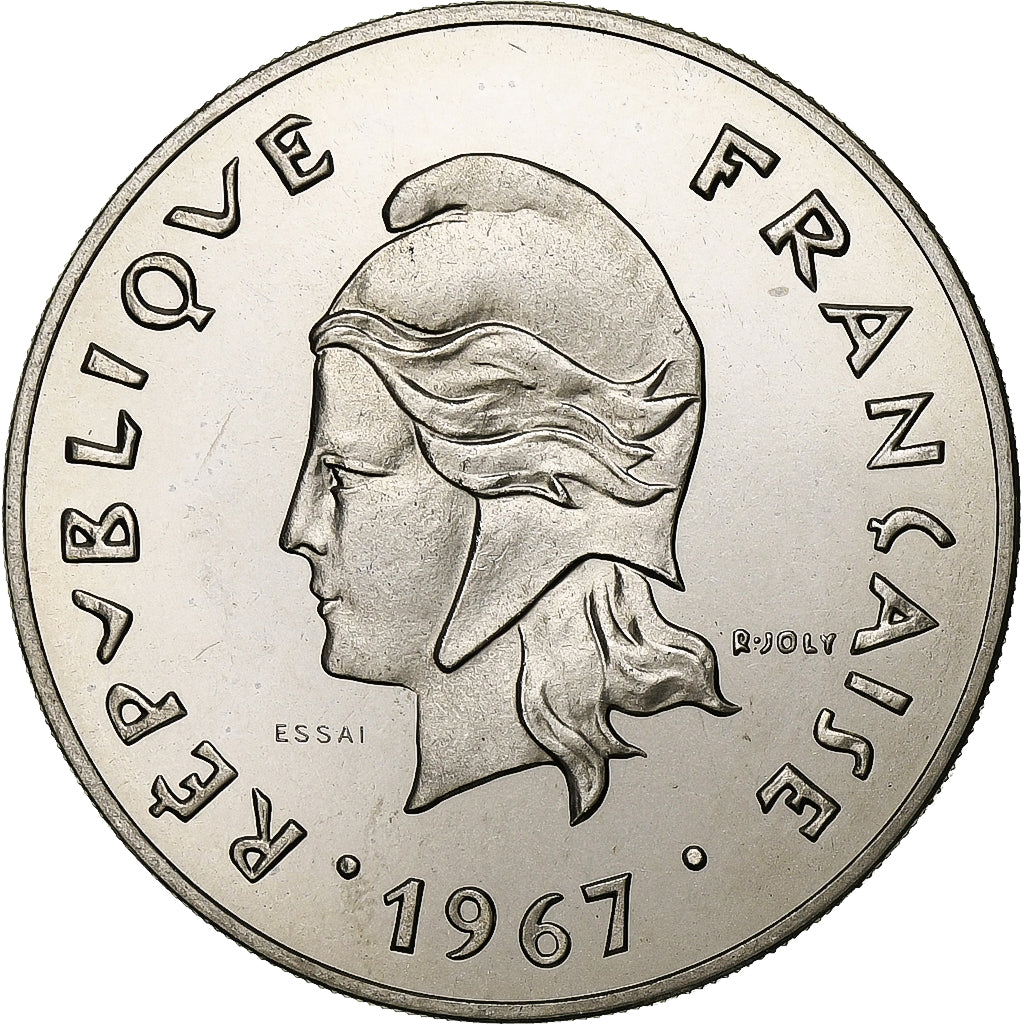 Nueva Caledonia, 50 Francs, 1967, Paris, ESSAI, Níquel, FDC, KM:E13