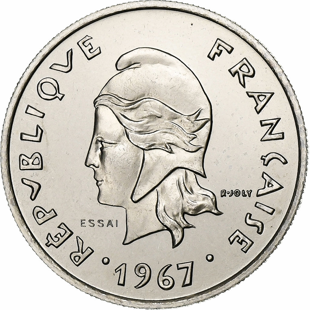 Polinezja Francuska, 10 Francs, 1967, Paris, PRÓBA, Nikiel, MS(65-70), KM:E1