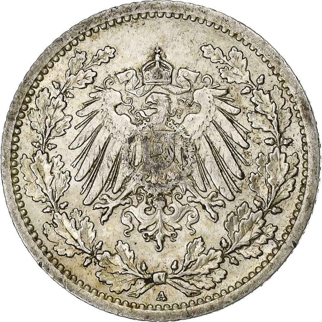 GERMANIA - IMPERO, Wilhelm II, 1/2 Mark, 1914, Berlin, Argento, BB, KM:17