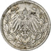 ALEMANIA - IMPERIO, Wilhelm II, 1/2 Mark, 1916, Berlin, Plata, MBC, KM:17