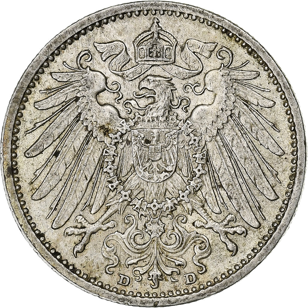 GERMANY - EMPIRE, Wilhelm II, Mark, 1915, Munich, Silver, EF(40-45), KM:14
