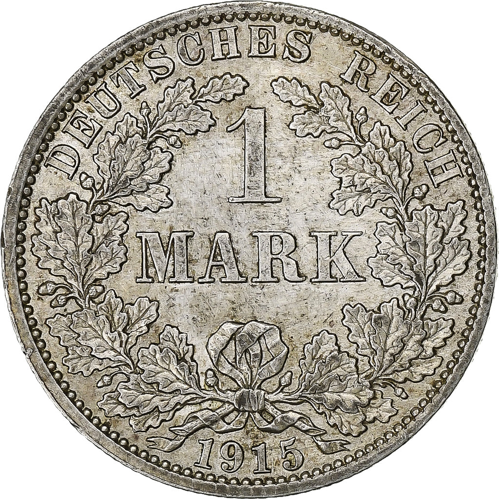 GERMANY - EMPIRE, Wilhelm II, Mark, 1915, Berlin, Silver, AU(50-53), KM:14