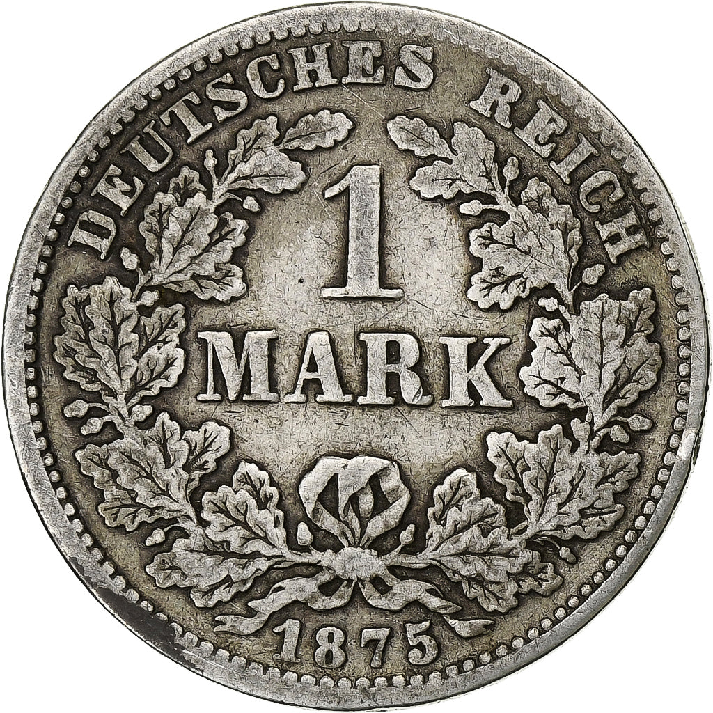 DUITSLAND - KEIZERRIJK, Wilhelm I, Mark, 1875, Stuttgart, Zilver, FR+, KM:7