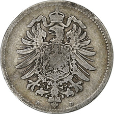 GERMANY - EMPIRE, Wilhelm I, Mark, 1875, Munich, Silver, VF(30-35), KM:7