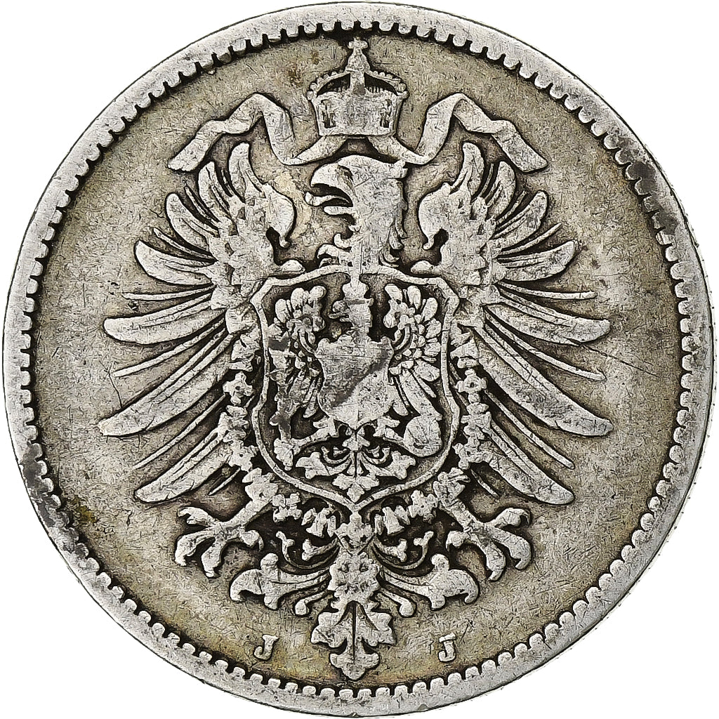 DUITSLAND - KEIZERRIJK, Wilhelm I, Mark, 1881, Hambourg, Zilver, FR, KM:7