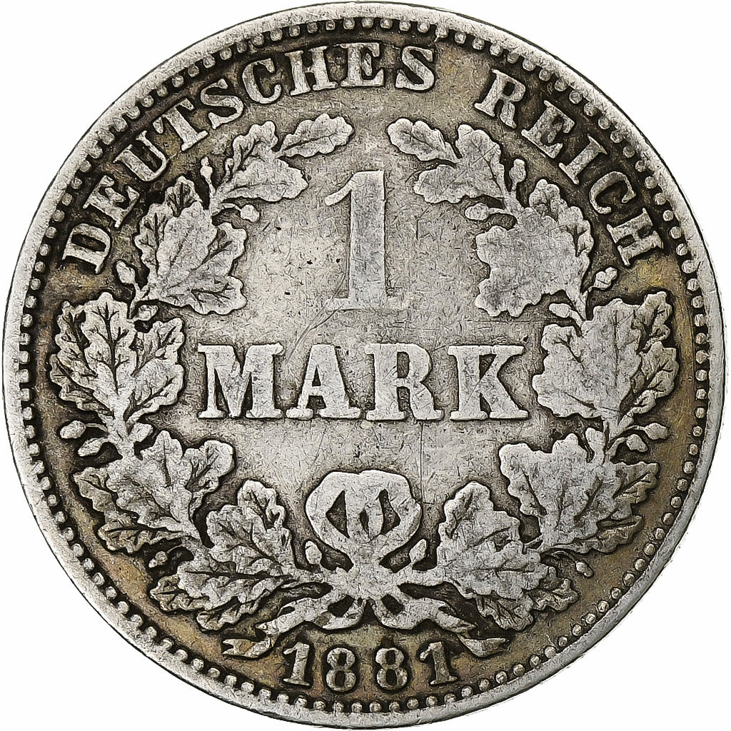 DUITSLAND - KEIZERRIJK, Wilhelm I, Mark, 1881, Hambourg, Zilver, FR, KM:7