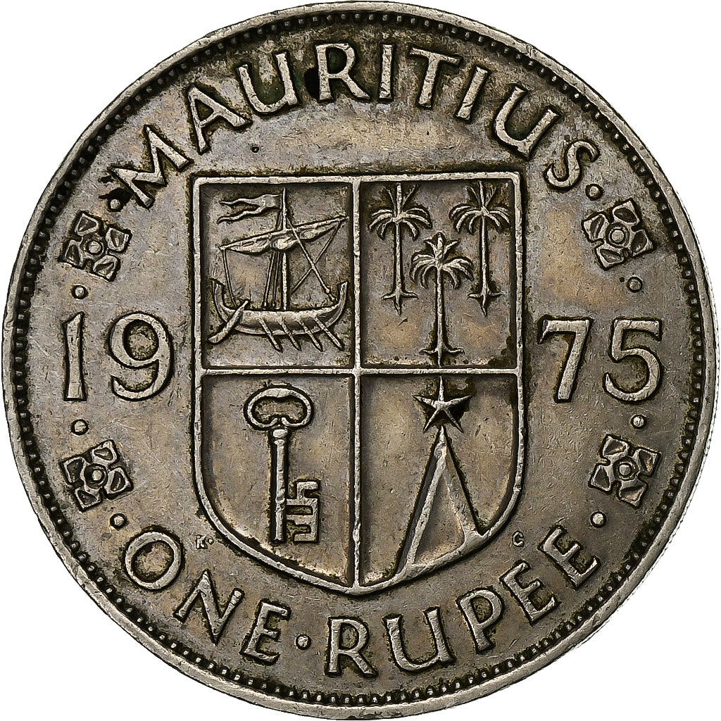 Mauritius, Elizabeth II, Rupee, 1975, Miedź-Nikiel, AU(50-53), KM:35.1