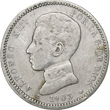 Spain, Alfonso XIII, Peseta, 1903, Valencia, Silver, VF(30-35), KM:721