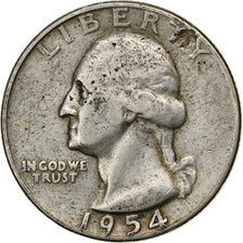 United States, Quarter, Washington Quarter, 1954, U.S. Mint, Silver, EF(40-45)