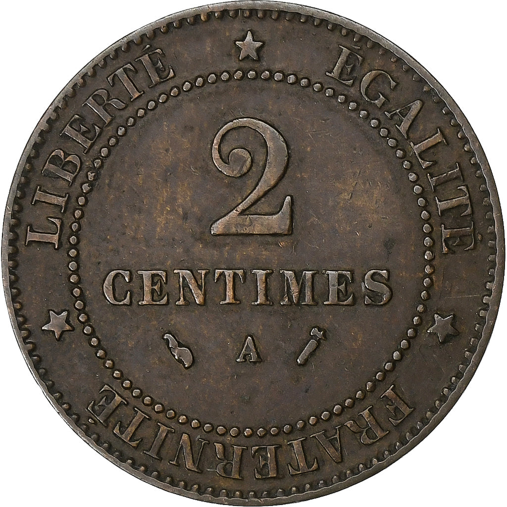 France, 2 Centimes, Cérès, 1887, Paris, Bronze, EF(40-45), Gadoury:105