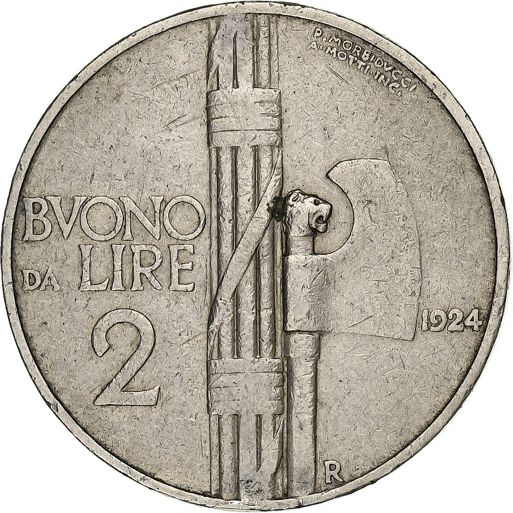 Italien, Vittorio Emanuele III, 2 Lire, 1924, Rome, Nickel, SS, KM:63