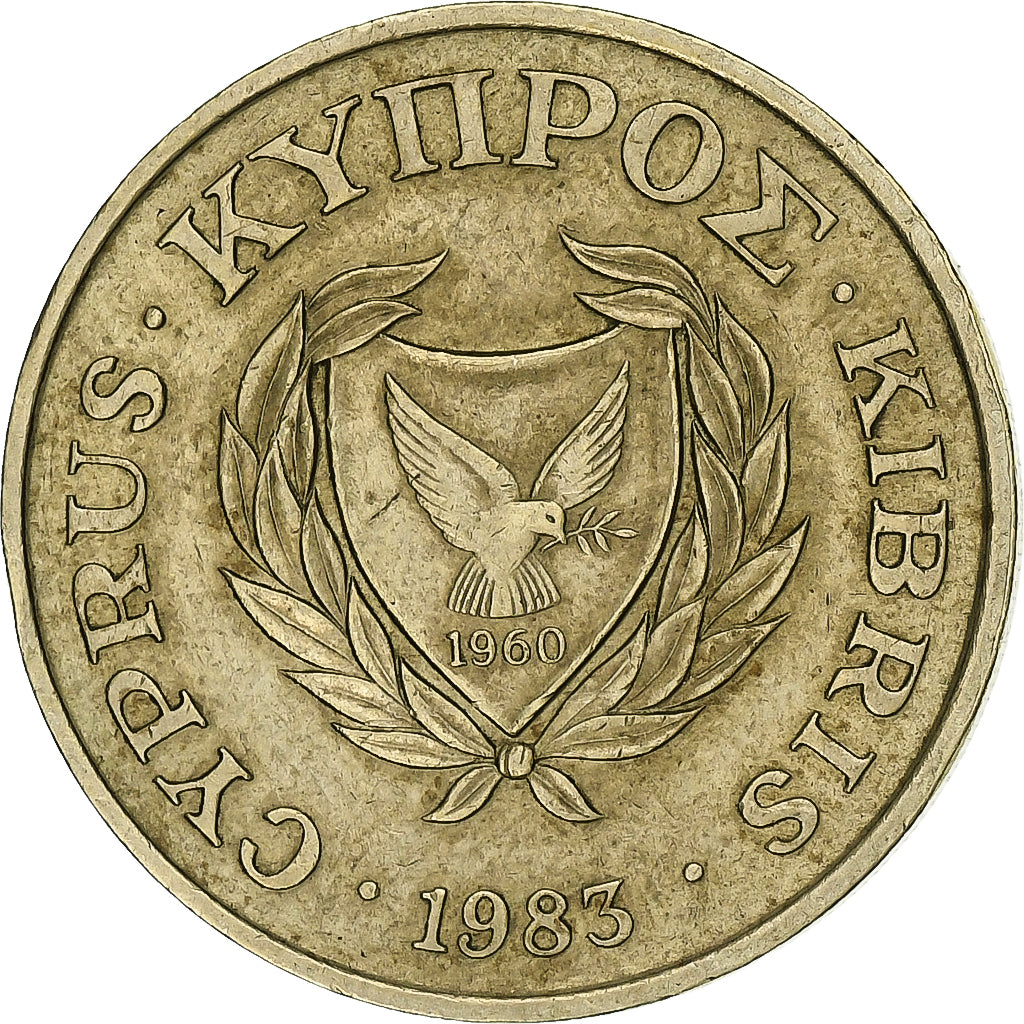 Cyprus, 20 Cents, 1983, Nickel-brass, EF(40-45), KM:57.1