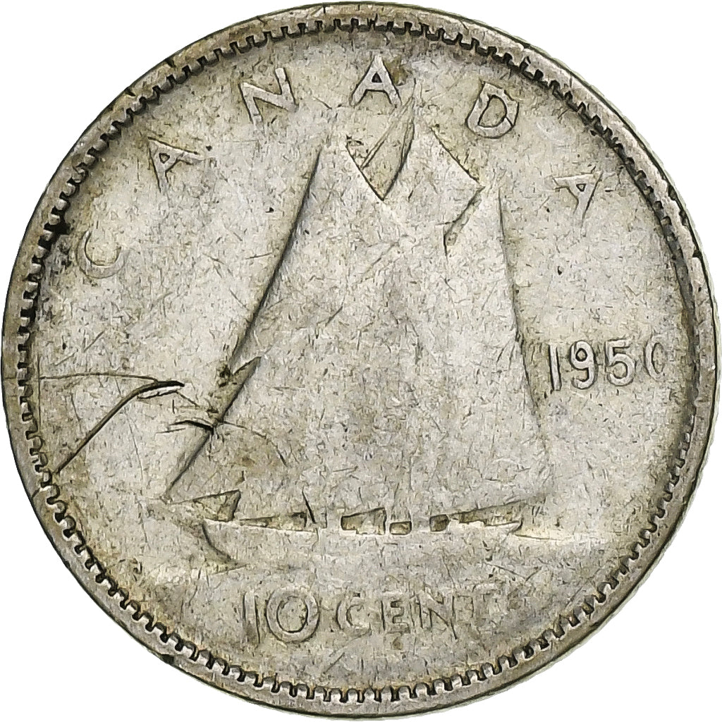 Canada, George VI, 10 Cents, 1950, Royal Canadian Mint, Silver, EF(40-45), KM:43