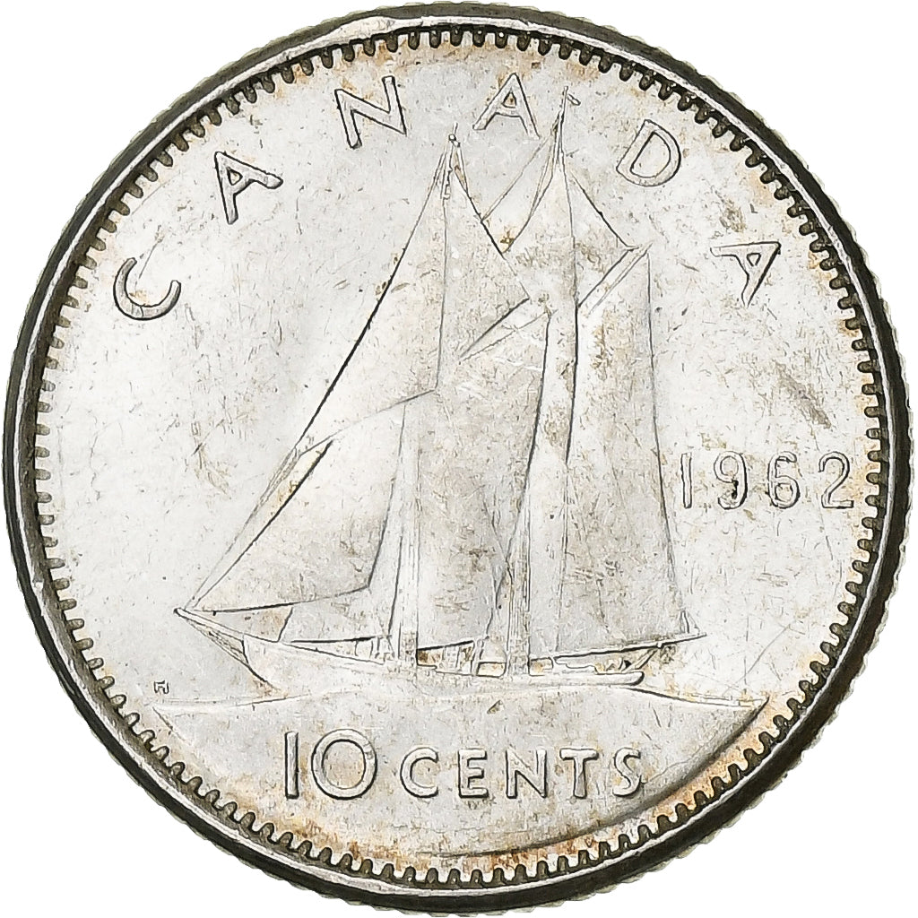 Kanada, Elizabeth II, 10 Cents, 1962, Royal Canadian Mint, Silber, SS+, KM:51