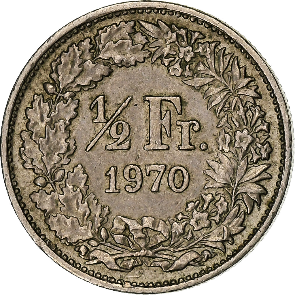 Svizzera, 1/2 Franc, 1970, Bern, Rame-nichel, BB, KM:23a.1