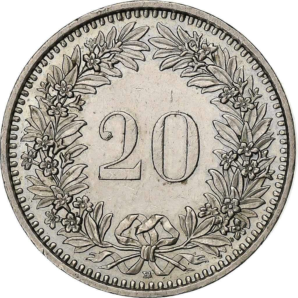 Suiza, 20 Rappen, 1989, Bern, Cobre - níquel, EBC, KM:29a
