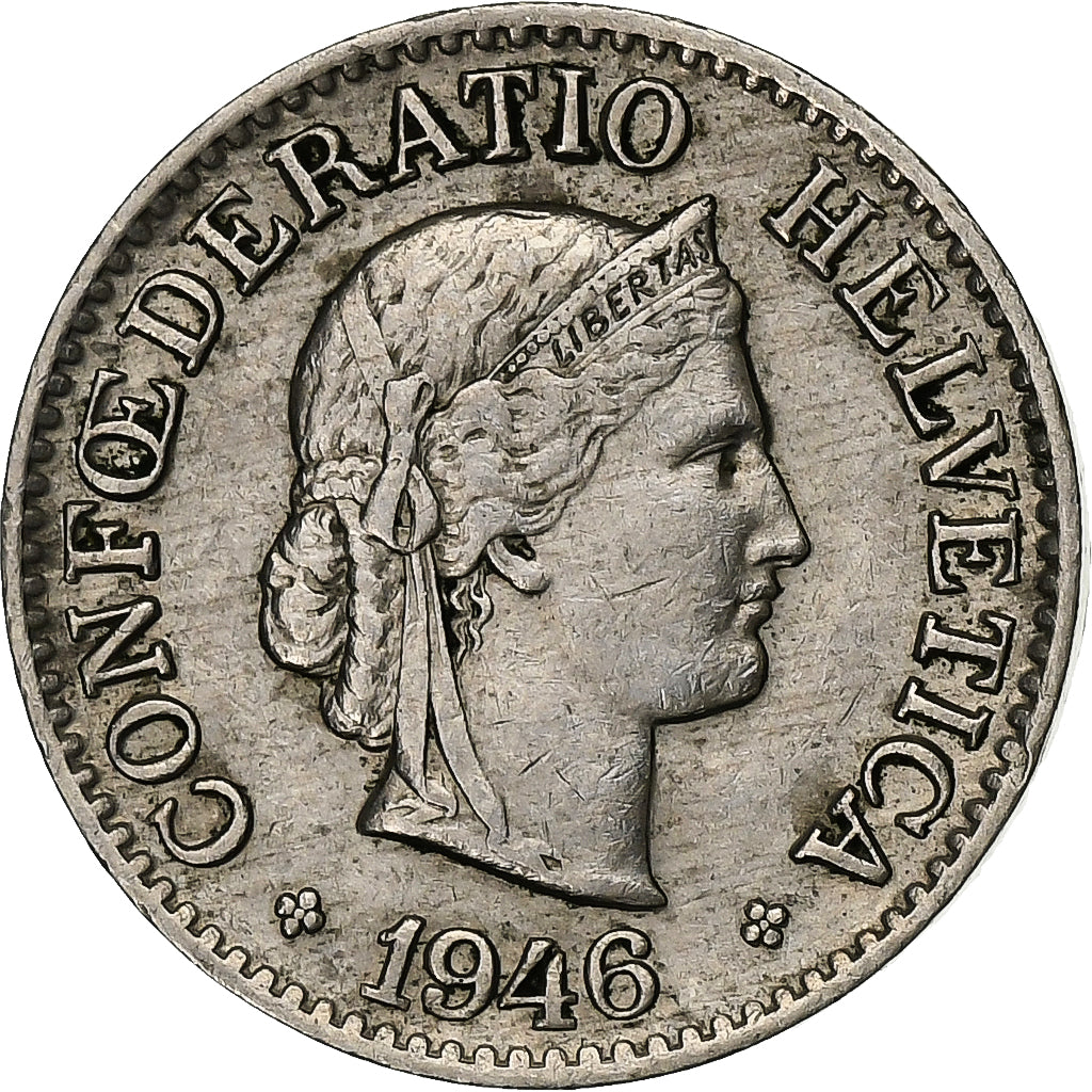 Suiza, 10 Rappen, 1946, Bern, Cobre - níquel, MBC+, KM:27