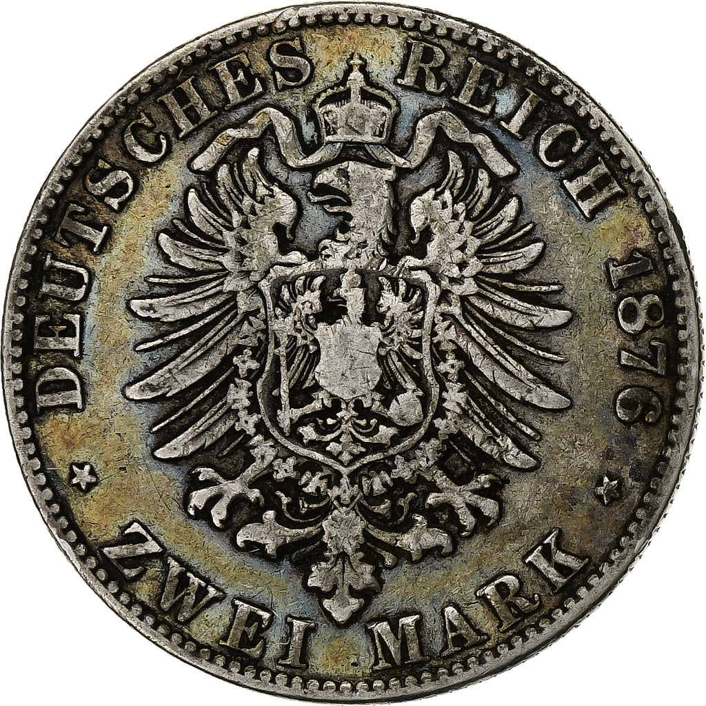 Stati tedeschi, SAXONY-ALBERTINE, Albert, 2 Mark, 1876, Dresden, Argento, MB+