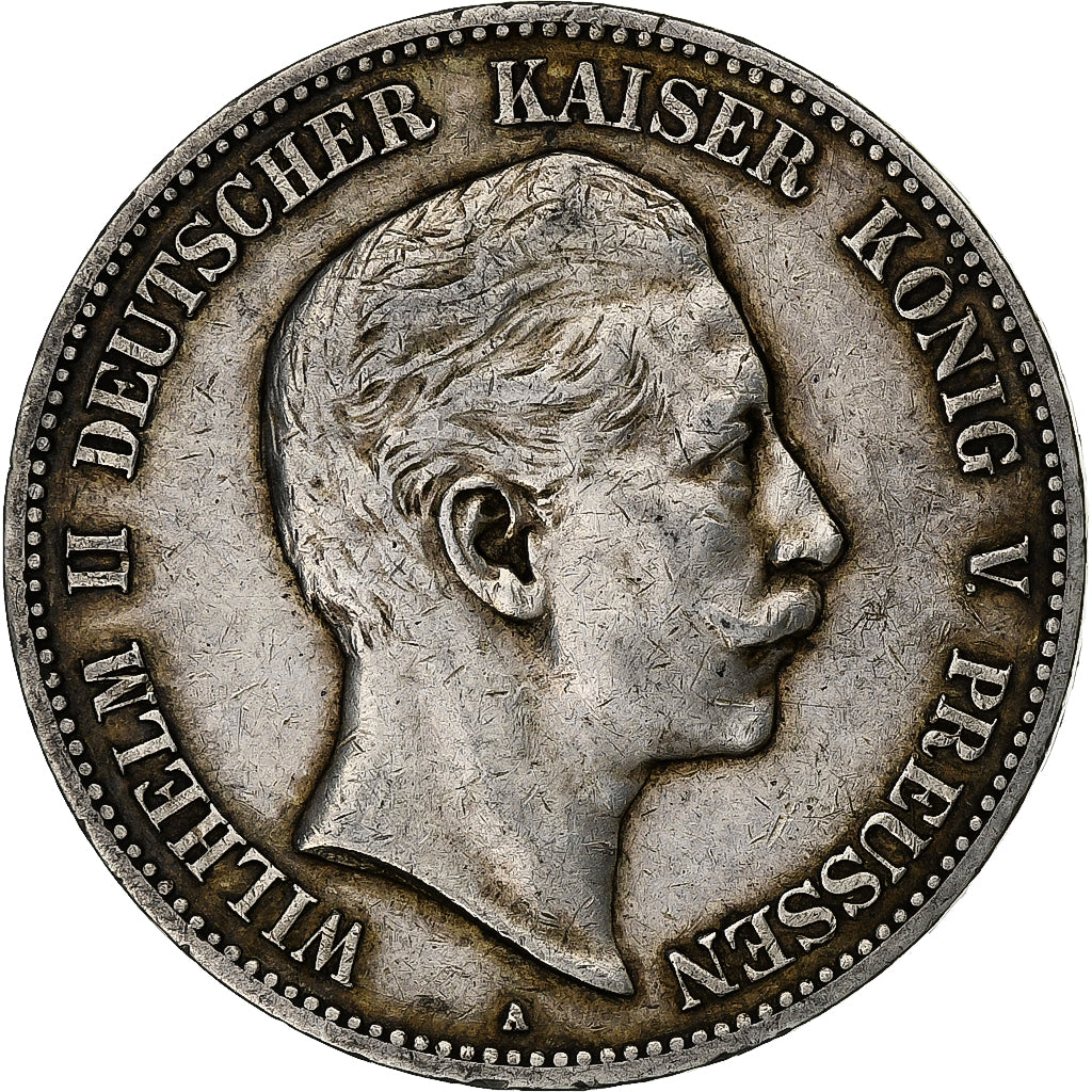 German States, PRUSSIA, Wilhelm II, 5 Mark, 1904, Berlin, Silver, EF(40-45)